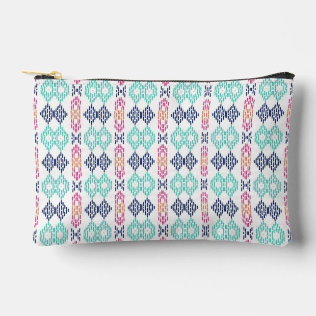 Vibrant ikat-style geometric vertical pattern zubehörtasche (Vorderseite)