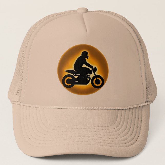 Vibrant Illustration eines Motorradfahrers Truckerkappe (Vorderseite)