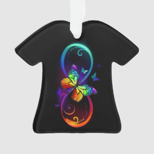 Vibrant infinity with rainbow butterfly on black