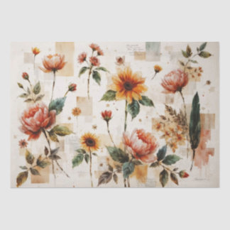 Vibrant Italian-Inspired Floral Collage Seidenpapier