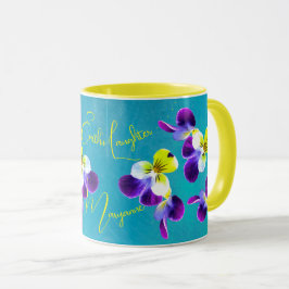 Vibrant Johnny Jump-up Laughing Violas Tasse