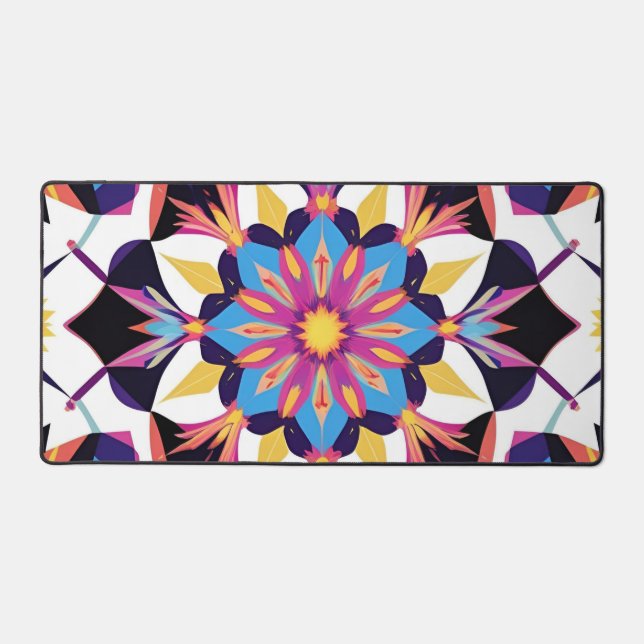Vibrant Kaleidoscope Mandala Pattern Schreibtischunterlage (Vorderseite)