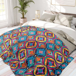 Vibrant Kaleidoscopic Circles Bohemian Fleecedecke