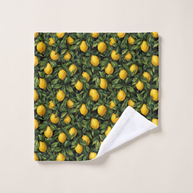 Vibrant Lemon Citrus Tree Pattern (Gant de toilette)