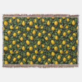 Vibrant Lemon Citrus Tree Pattern Decke