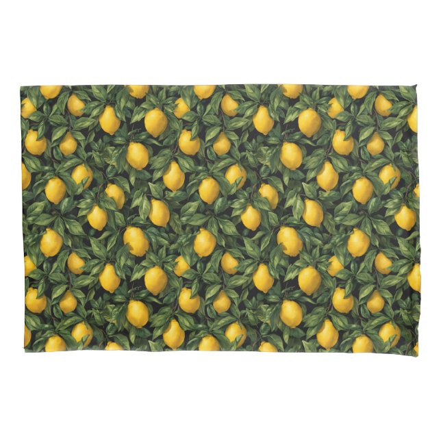 Vibrant Lemon Citrus Tree Pattern Kissenbezug (Vorderseite)