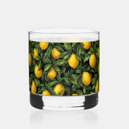 Vibrant Lemon Citrus Tree Pattern Whiskyglas