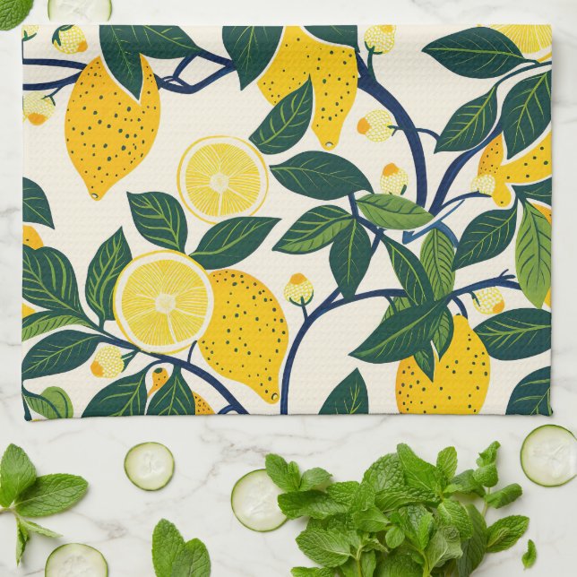 Vibrant Lemon Grove Geschirrtuch (Gefaltet)