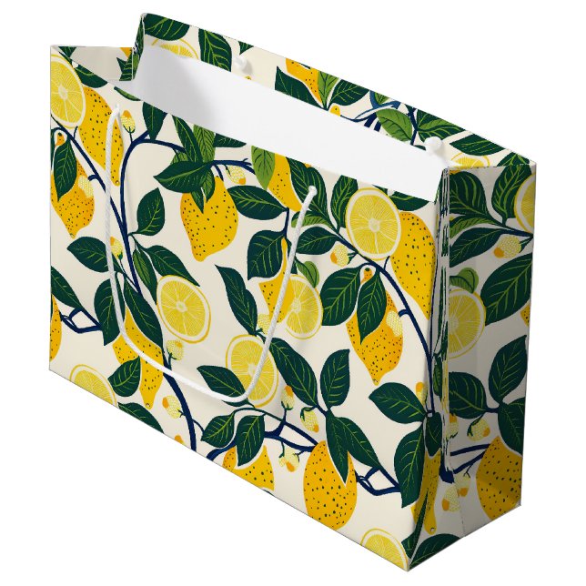 Vibrant Lemon Grove Große Geschenktüte (Vorderseite Schrägansicht)