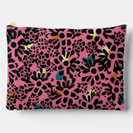 Vibrant Leopard Print Inspired Floral Pattern Zubehörtasche