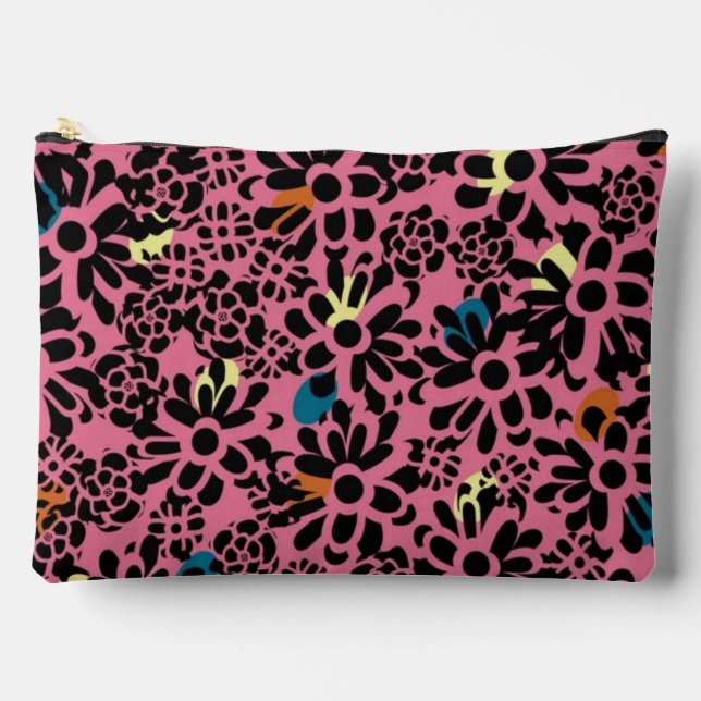 Vibrant Leopard Print Inspired Floral Pattern  Zubehörtasche (Vorderseite)