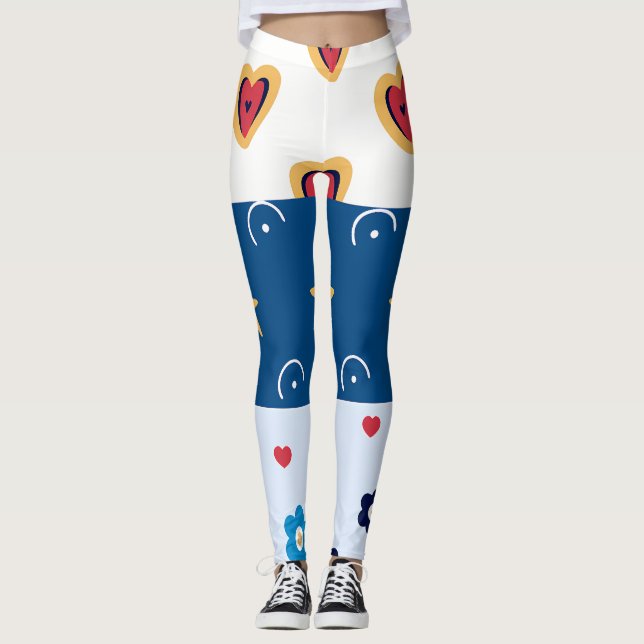 Vibrant "Less Is More" Abstract Graphic Leggings (Vorderseite)