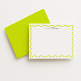 Vibrant Lime Wavy Frame Note Card Einladung