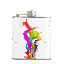 Vibrant Liquid Explosion: Abstract Paint Splash Flachmann