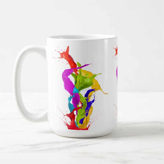 Vibrant Liquid Explosion: Abstract Paint Splash Kaffeetasse (Links)
