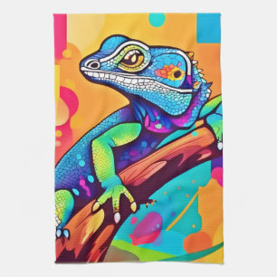 Vibrant Lizard Artwork Geschirrtuch