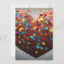 Vibrant Love Heart Confetti Carte de remerciements