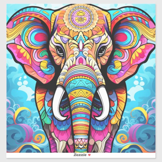 Vibrant Mandala Elephant Sticker (Blatt)