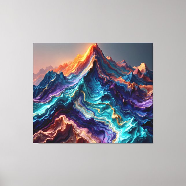Vibrant Marble Mountains – Abstract 3D Canvas Wall Leinwanddruck (Vorderseite)