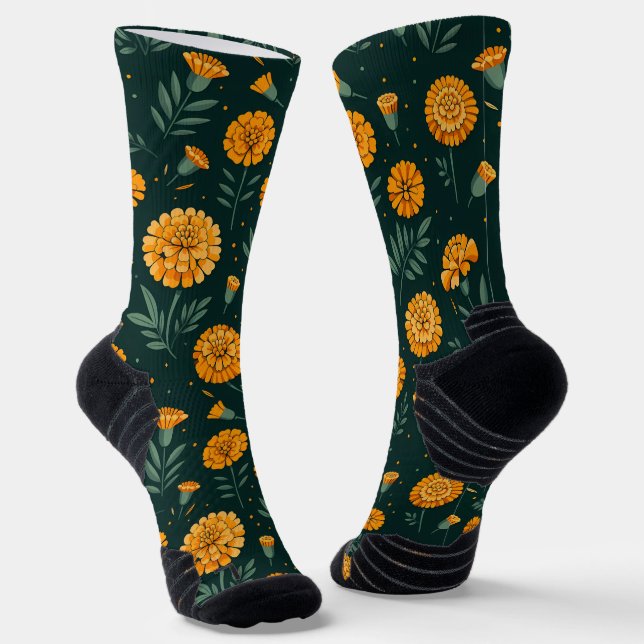Vibrant Marigolds Pattern Socken (Gewinkelt)