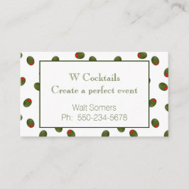 Vibrant Martini Olives Bartender Business Card Visitenkarte