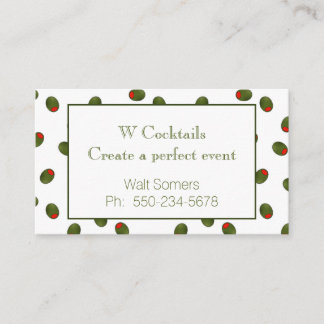 Vibrant Martini Olives Bartender Business Card Visitenkarte