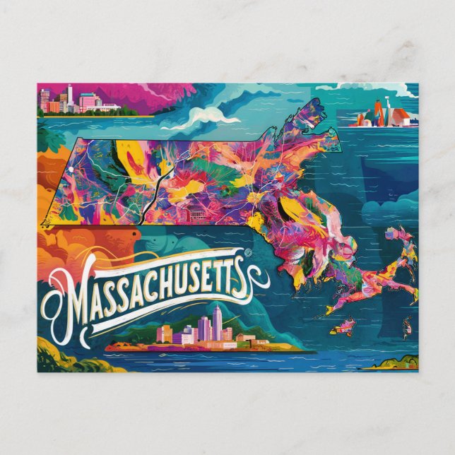 Vibrant Massachusetts Postkarte (Vorderseite)