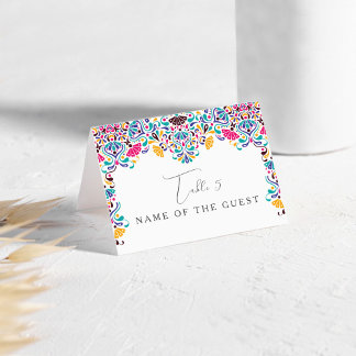 Vibrant Mexican Fiesta Rainbow Wedding Place Card Tischnummer