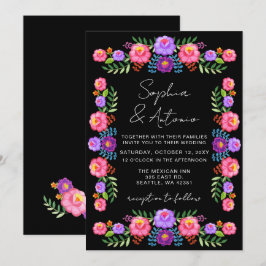Vibrant Mexican Floral Fiesta Wedding Einladung