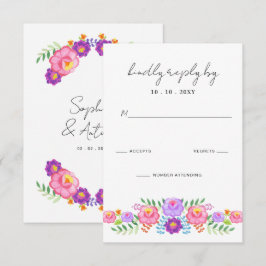 Vibrant Mexican Floral Fiesta Wedding RSVP Karte