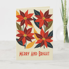 Vibrant Mid-Century Poinsettia Christmas Flower C Karte