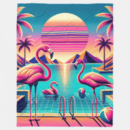 "Vibrant Mitte des Jahrhunderts Moderner Flamingo Fleecedecke