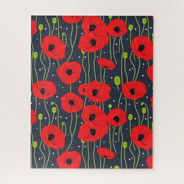 Vibrant Modern Red Poppies Pattern Art (Vertikal)