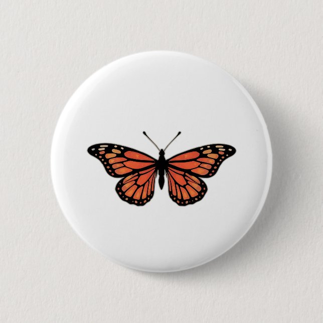 Vibrant Monarch Butterfly Illustration on Light Ba Button (Vorderseite)