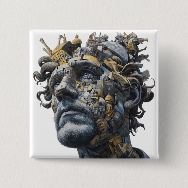 Vibrant Monarch Butterfly Illustration on Light Ba Button (Vorderseite)