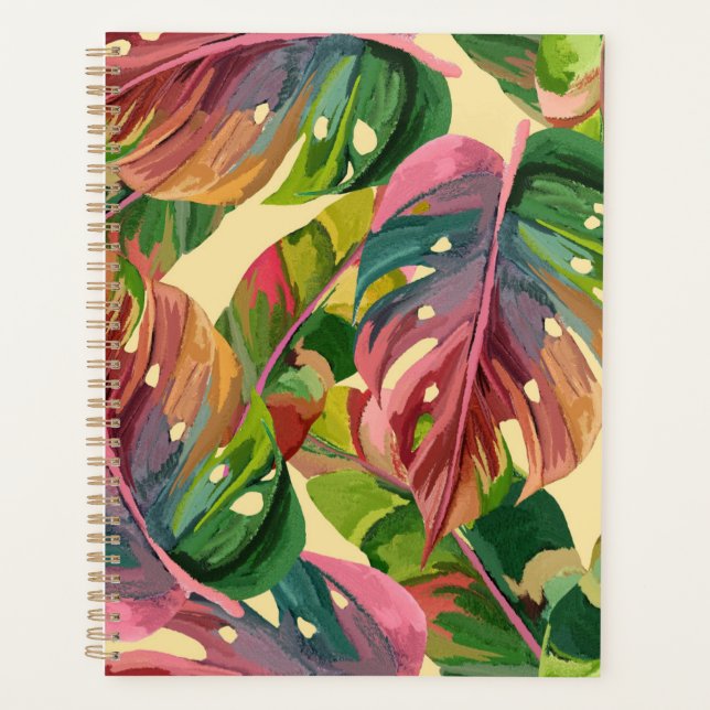 Vibrant Monstera Leaf Journal – Bold Tropical  Planer (Vorderseite)