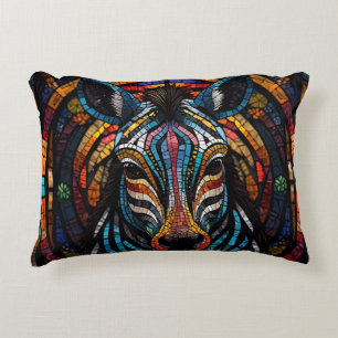Vibrant Mosaic Zebra Dekokissen