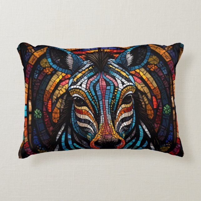 Vibrant Mosaic Zebra Dekokissen (Vorderseite)