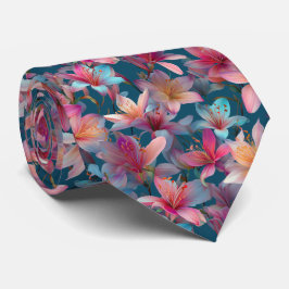 Vibrant Multicolor Lily Floral Pattern Krawatte