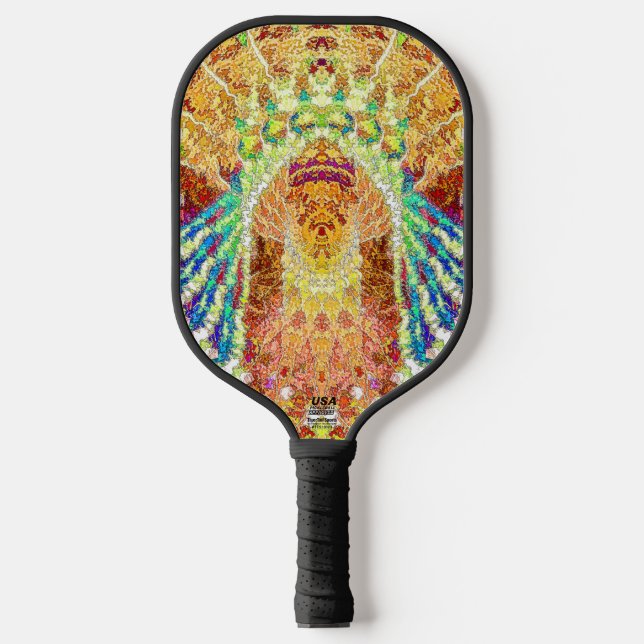 Vibrant Multicolor Psychedelic Abstract Pickleball Schläger (Vorderseite)