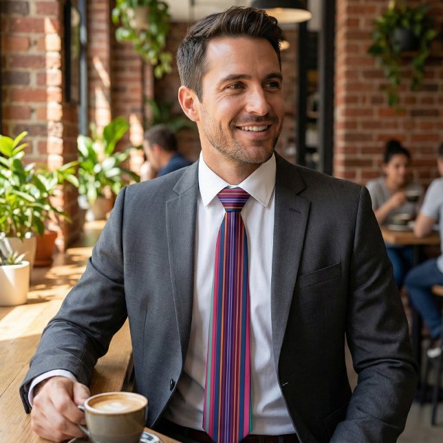 Vibrant Multicolor Striped Neck Tie Krawatte (Von Creator hochgeladen)