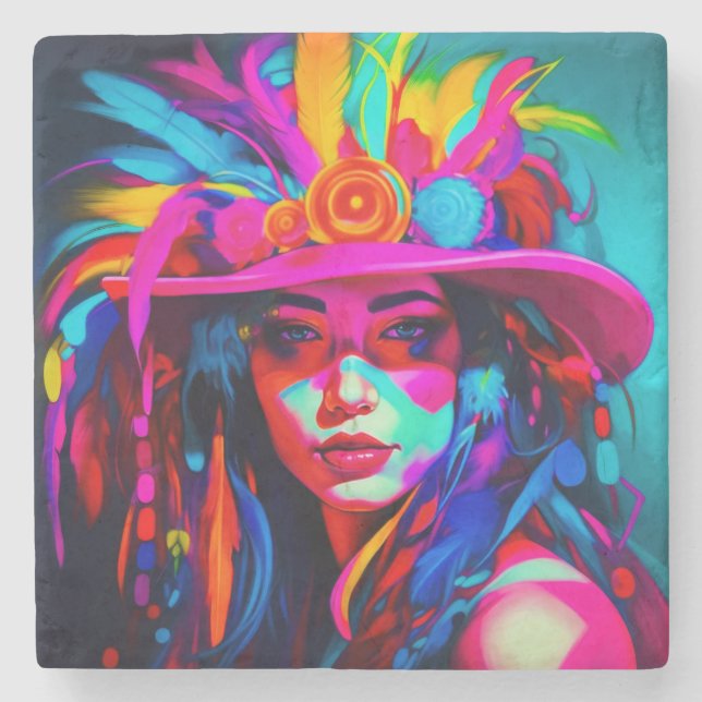 Vibrant Muse Steinuntersetzer (Vorderseite)