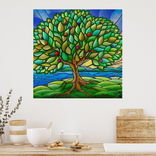 Vibrant Nature Arbre de vie Poster décoratif (Cuisine)