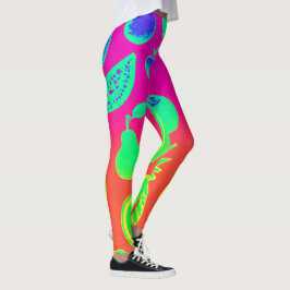 Vibrant Neon Fruits Pattern Leggings