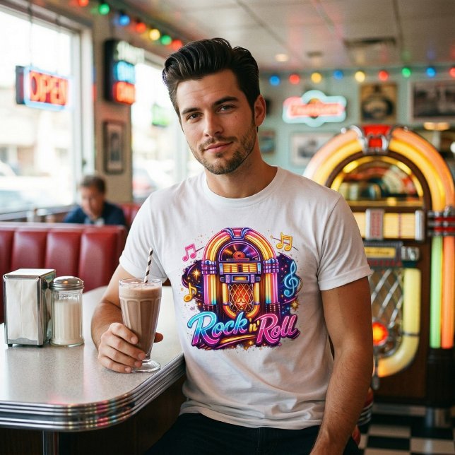 Vibrant Neon Rock 'n' Roll Jukebox Tri-Blend Shirt (Von Creator hochgeladen)