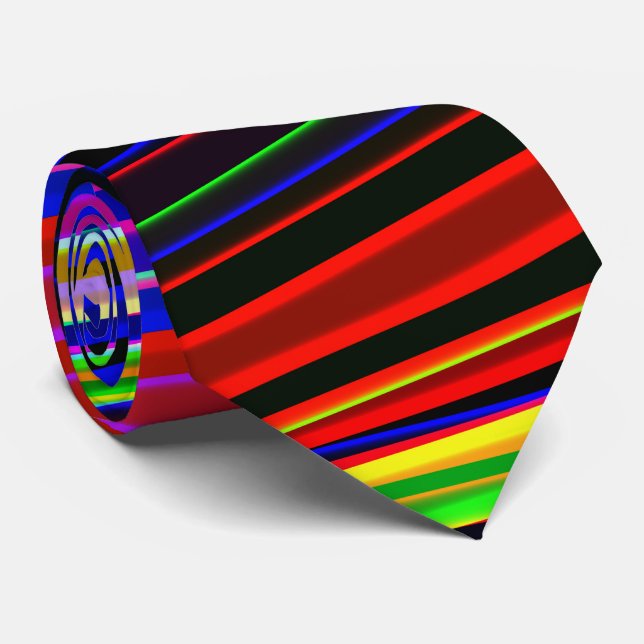 Vibrant Neon Striped Abstract Pattern Krawatte (Gerollt)