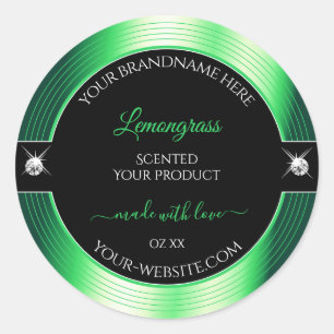 Vibrant noir vert brillant brillants Étiquette pro