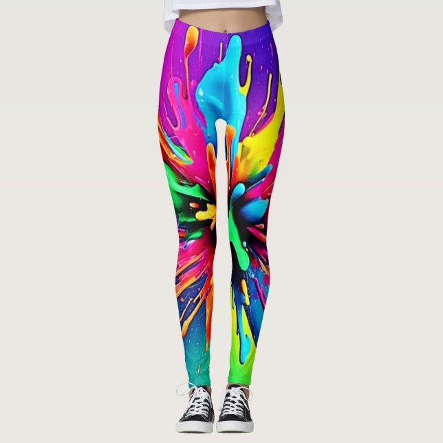 Vibrant Paint Burst Design Leggings (Vorderseite)