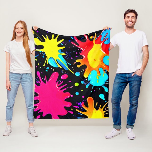 Vibrant Paint Splatter Artwork Burst Fleecedecke (Beispiel)