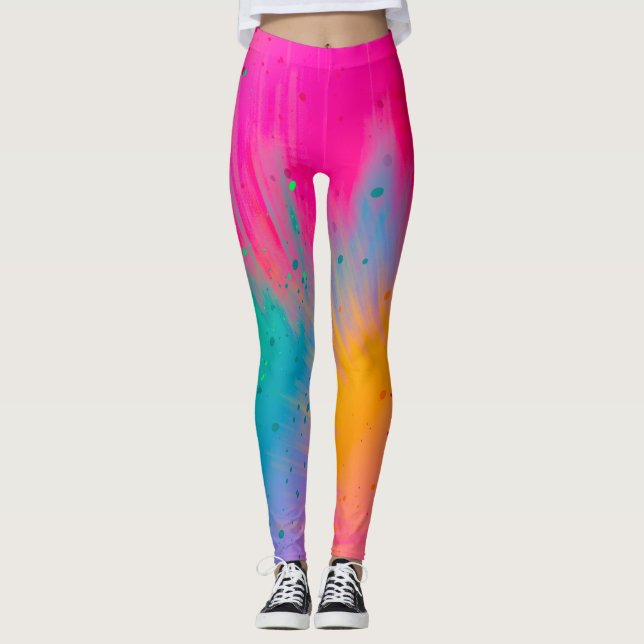 Vibrant Paint Splatter Leggings (Vorderseite)